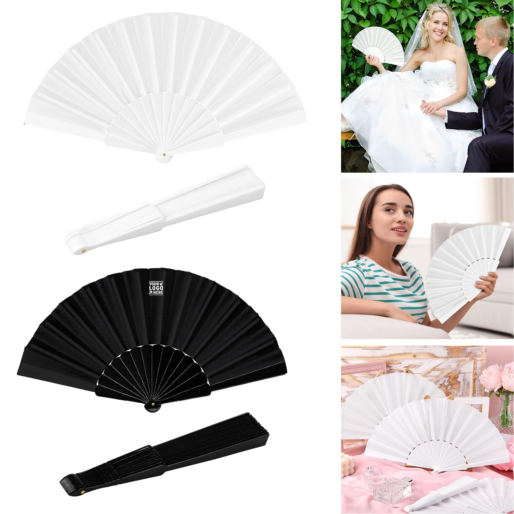 8 Pieces Nylon Cloth Chinese Folding Fans 3
