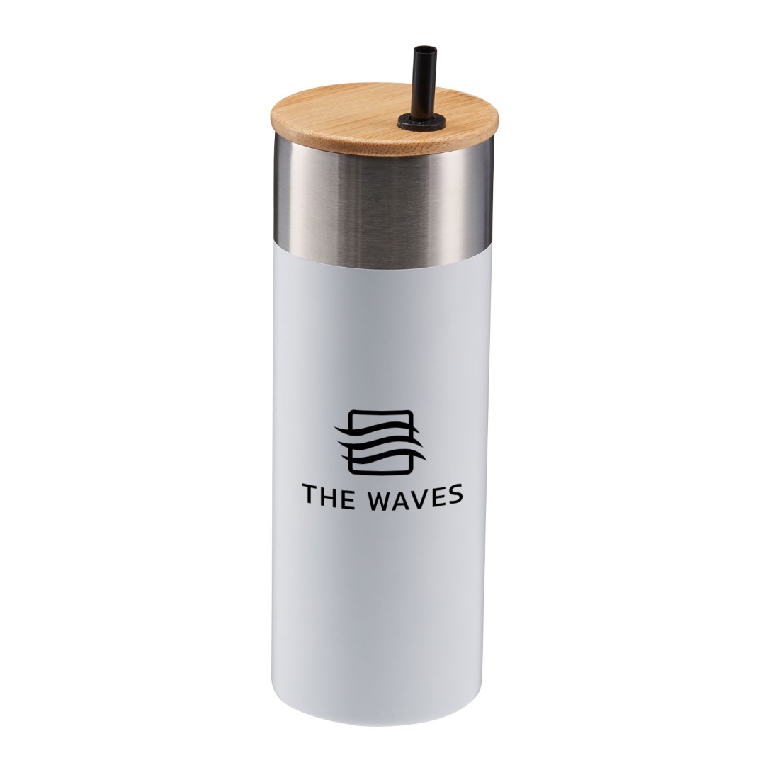 20 Oz. Stainless Steel Tumbler w/Bamboo Lid & Straw