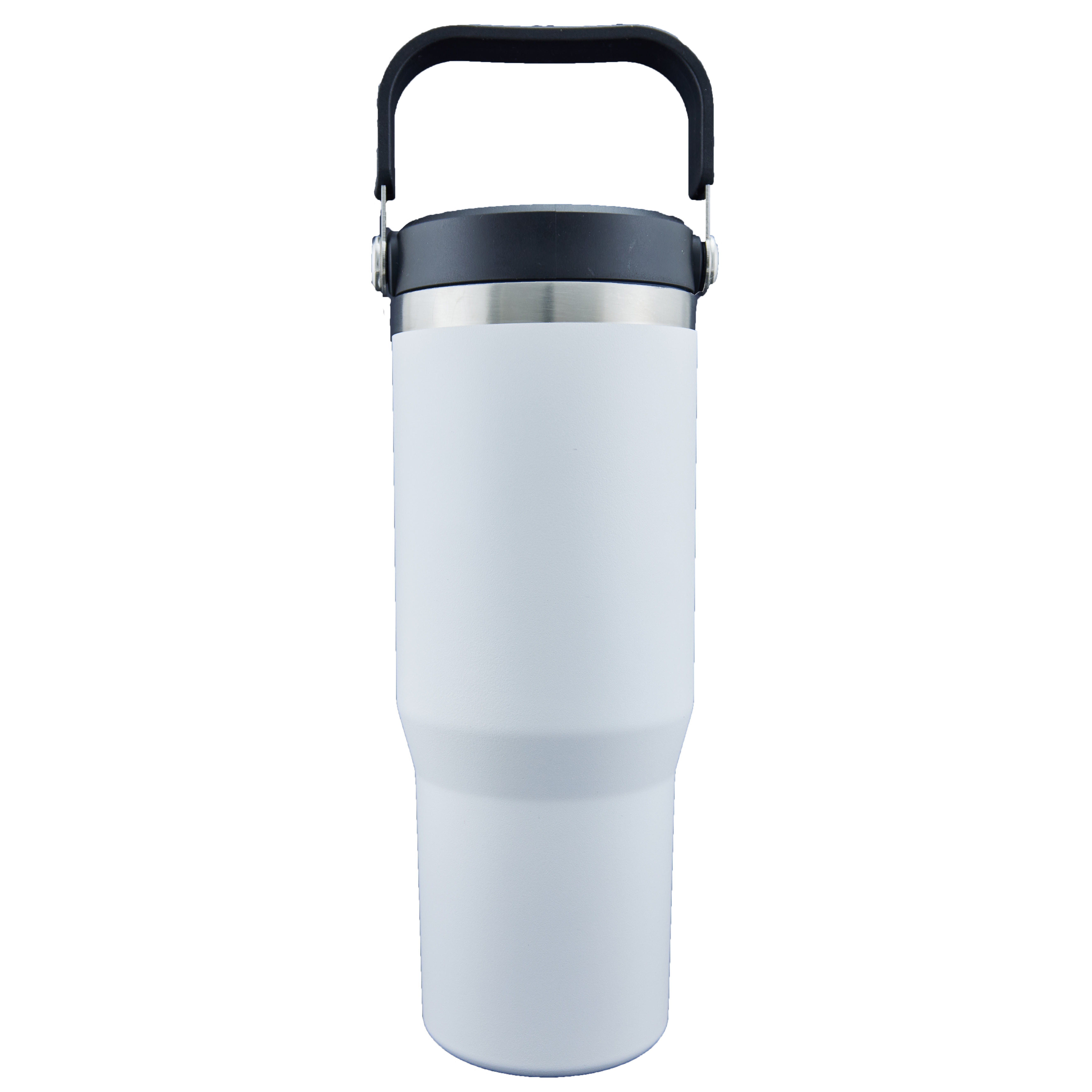 Scenesetter 30 Oz. Double Wall Vacuum Insulated Thermos w/Sip Straw and Carrying Handle White 3