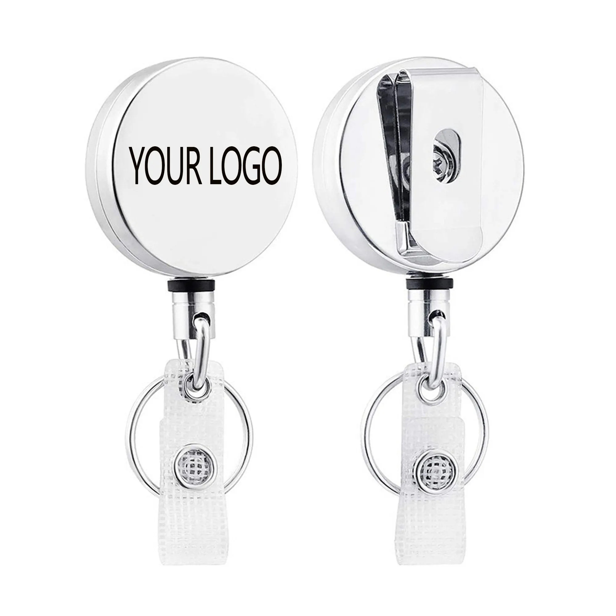 Metal Round Badge Reel With Belt Clip MOQ 100" 2