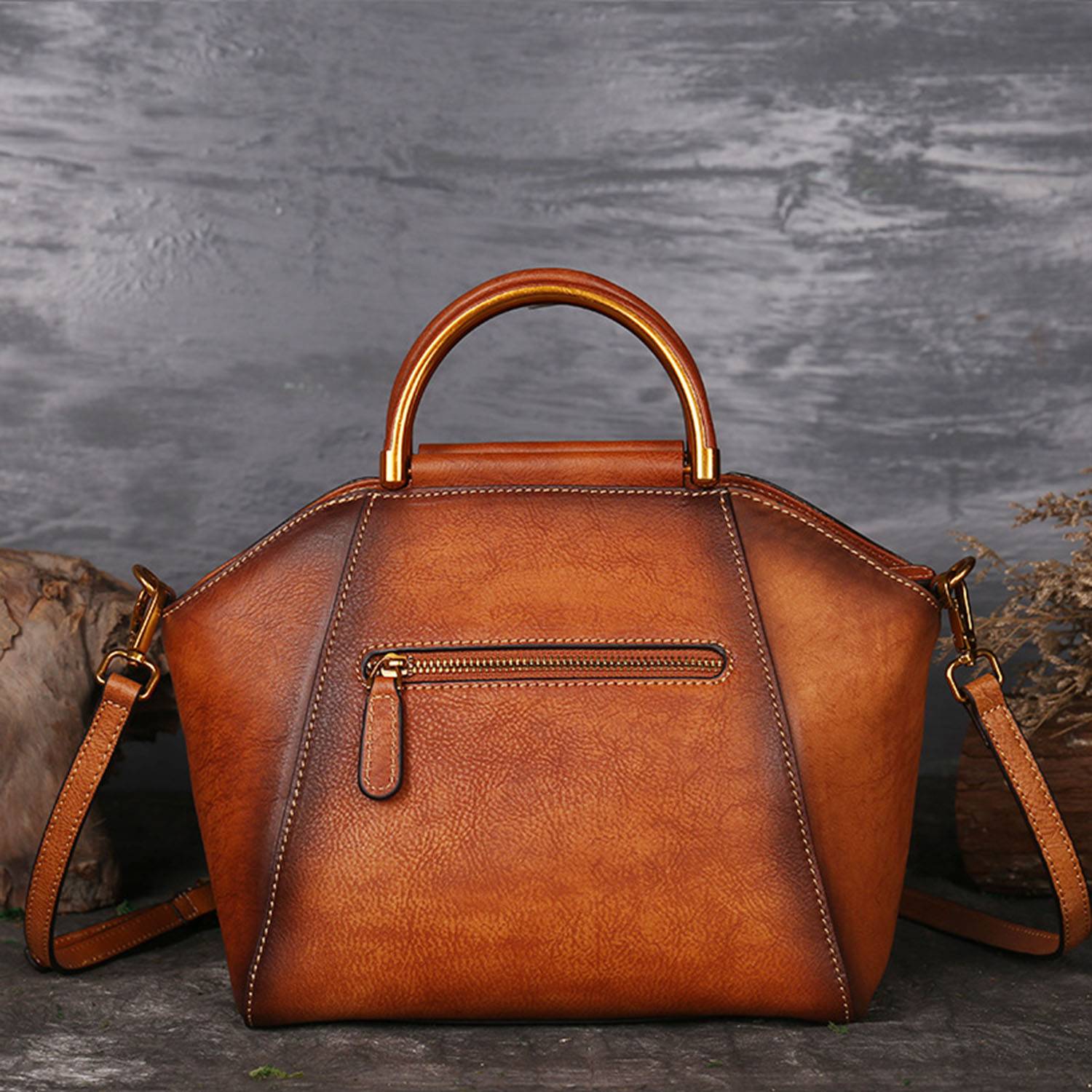 Genuine Leather retro style for girl tote bag 5