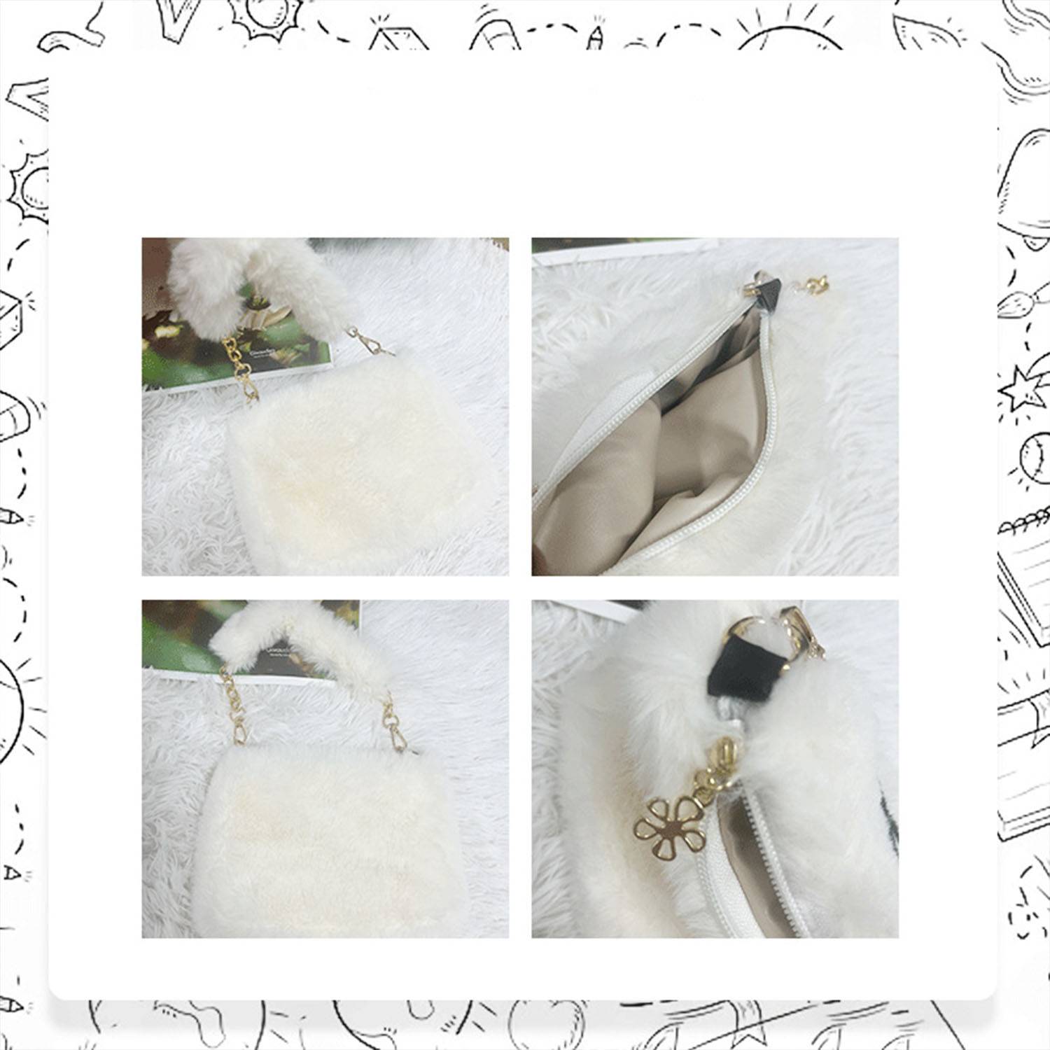 Plush imitation rabbit fur shoulder bag 3