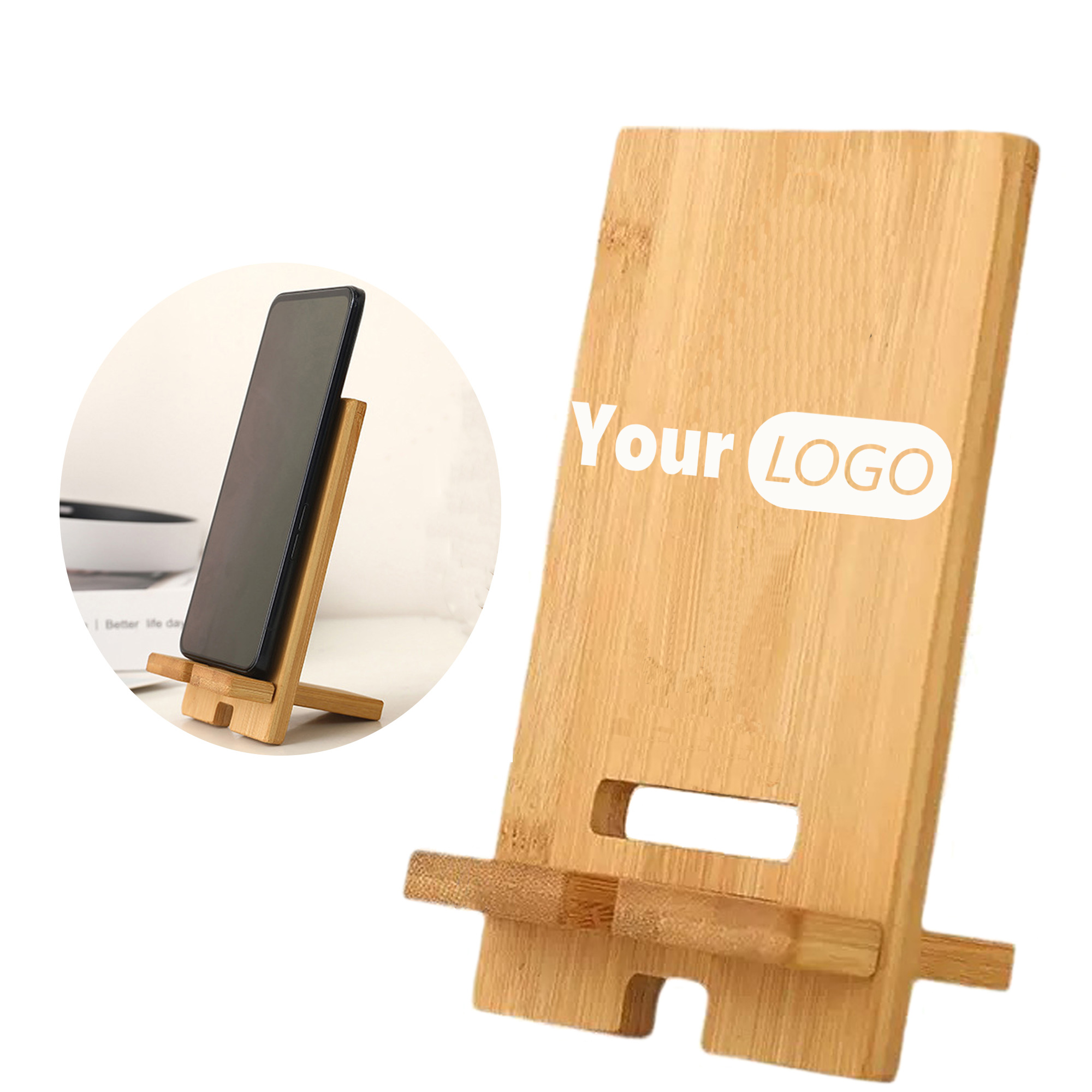 Portable Simple Customizable Wooden Stand for Desk Phones 1