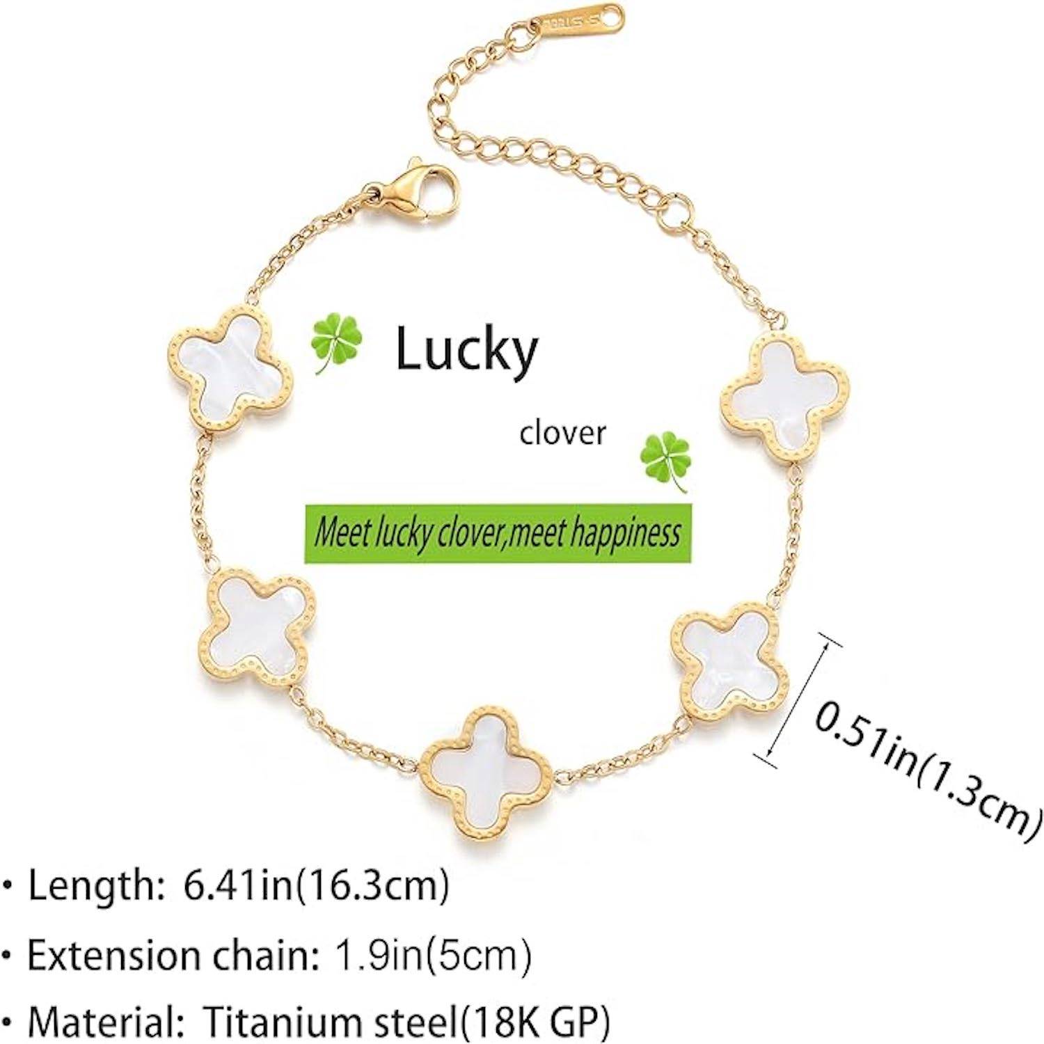 Gold Plated Clover Lucky Bracelet For Women 4