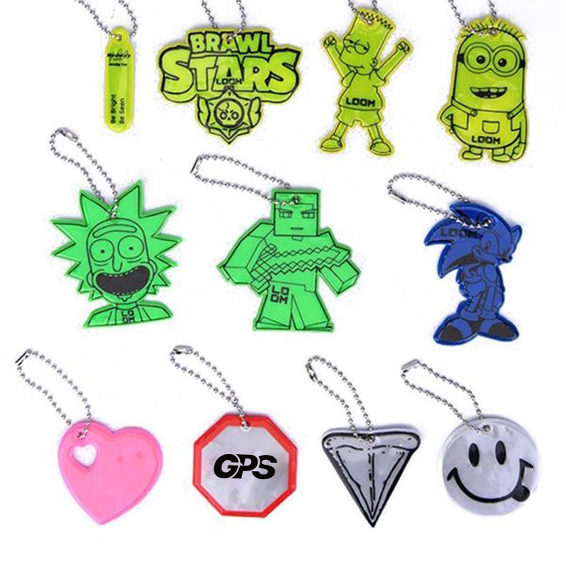 1 1/2" PVC Custom Shape Reflective Pendant Keychain 1