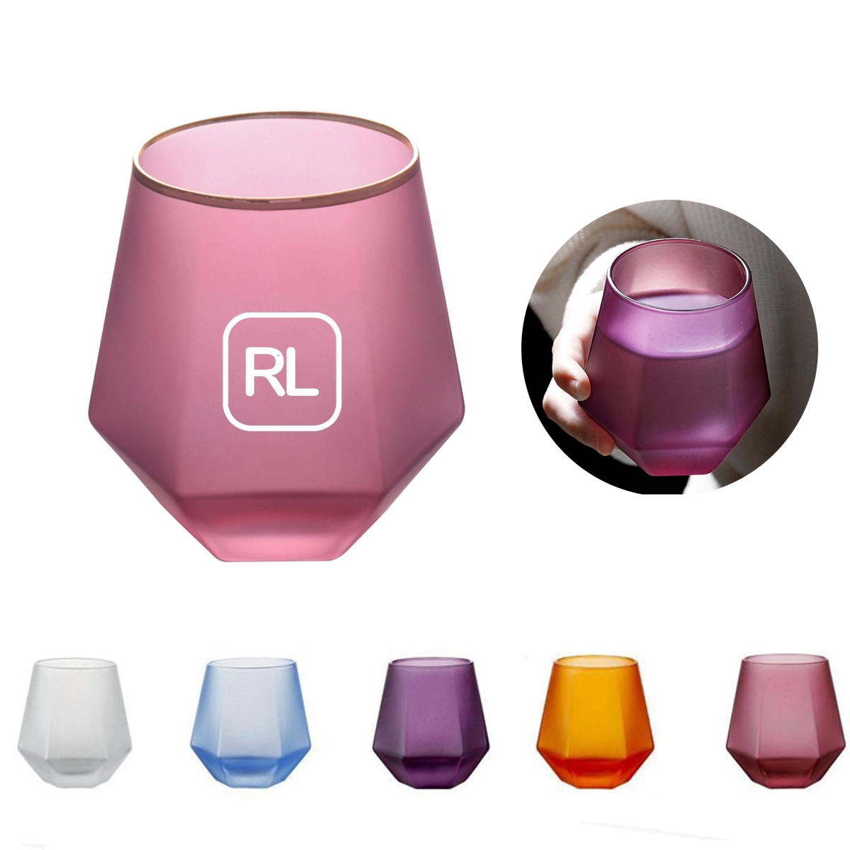 11 Oz Frosted Diamond Shaped Whiskey Glass 1