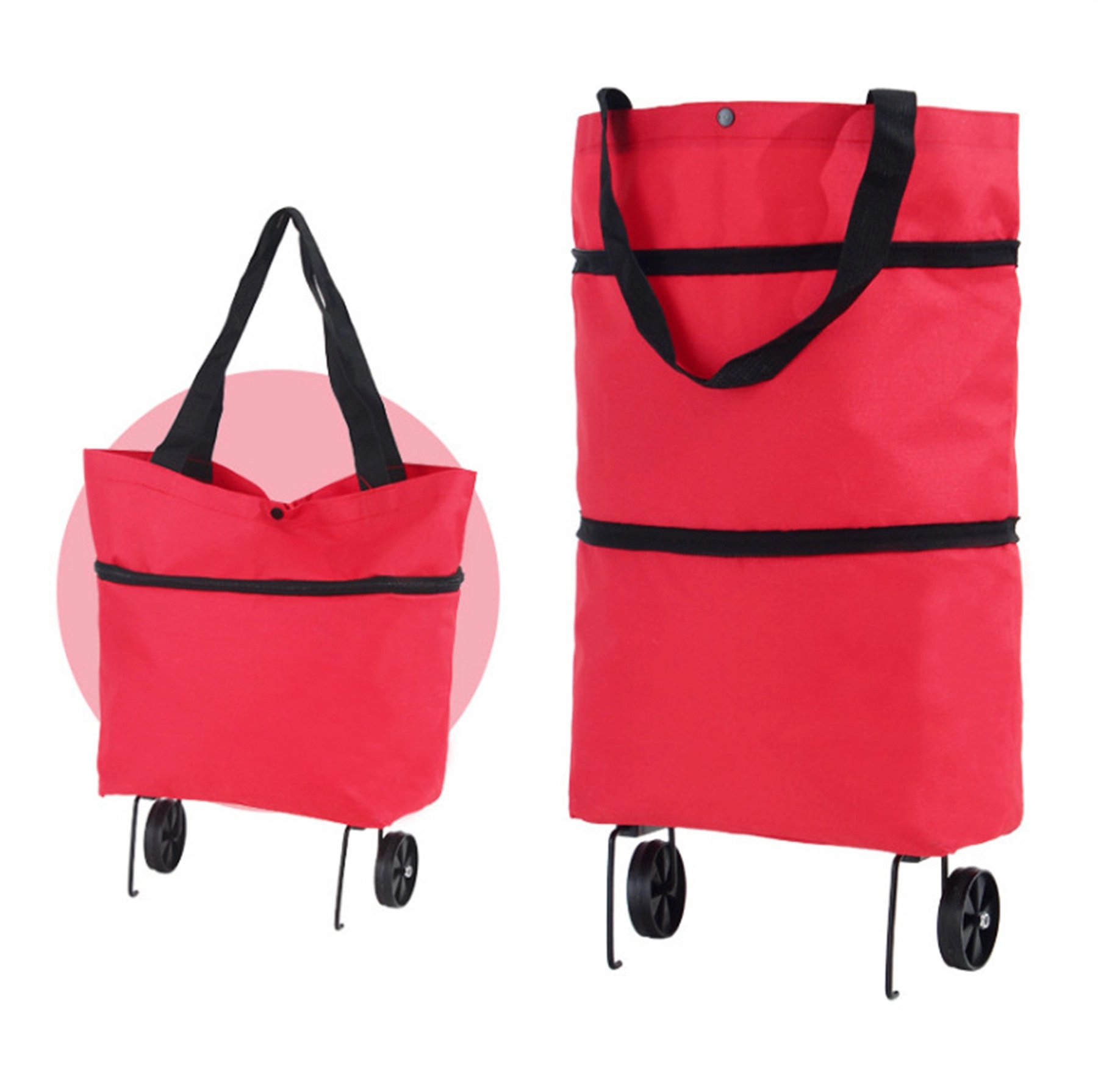 Custom Foldable Tote Shopping Bag with Wheels 6