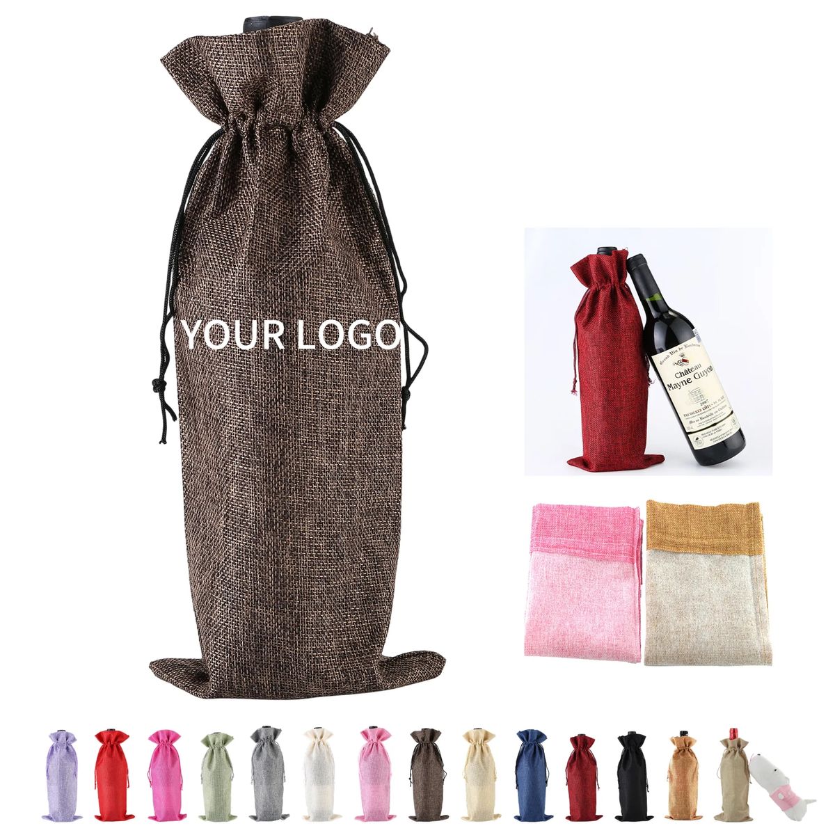 Reusable Jute Wine Bottle Bag for Events and Parties 15