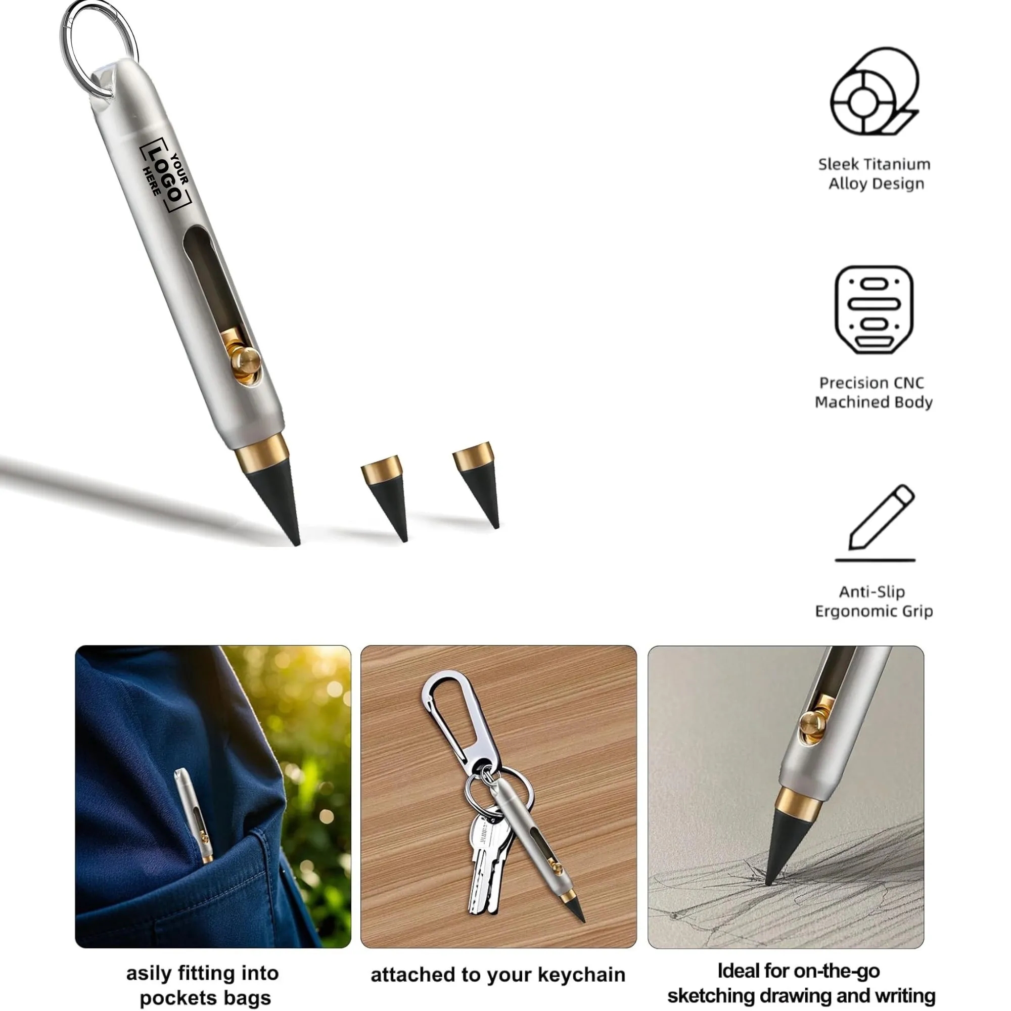 Titanium Alloy Sharpening Erasable And Tip Portable Pen