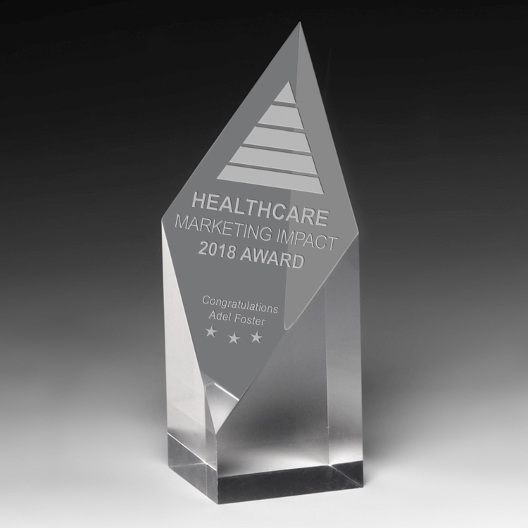Diamond Obelisk Award (5 3/4" H x 2" L x 2" D) -Laser Engraved 2