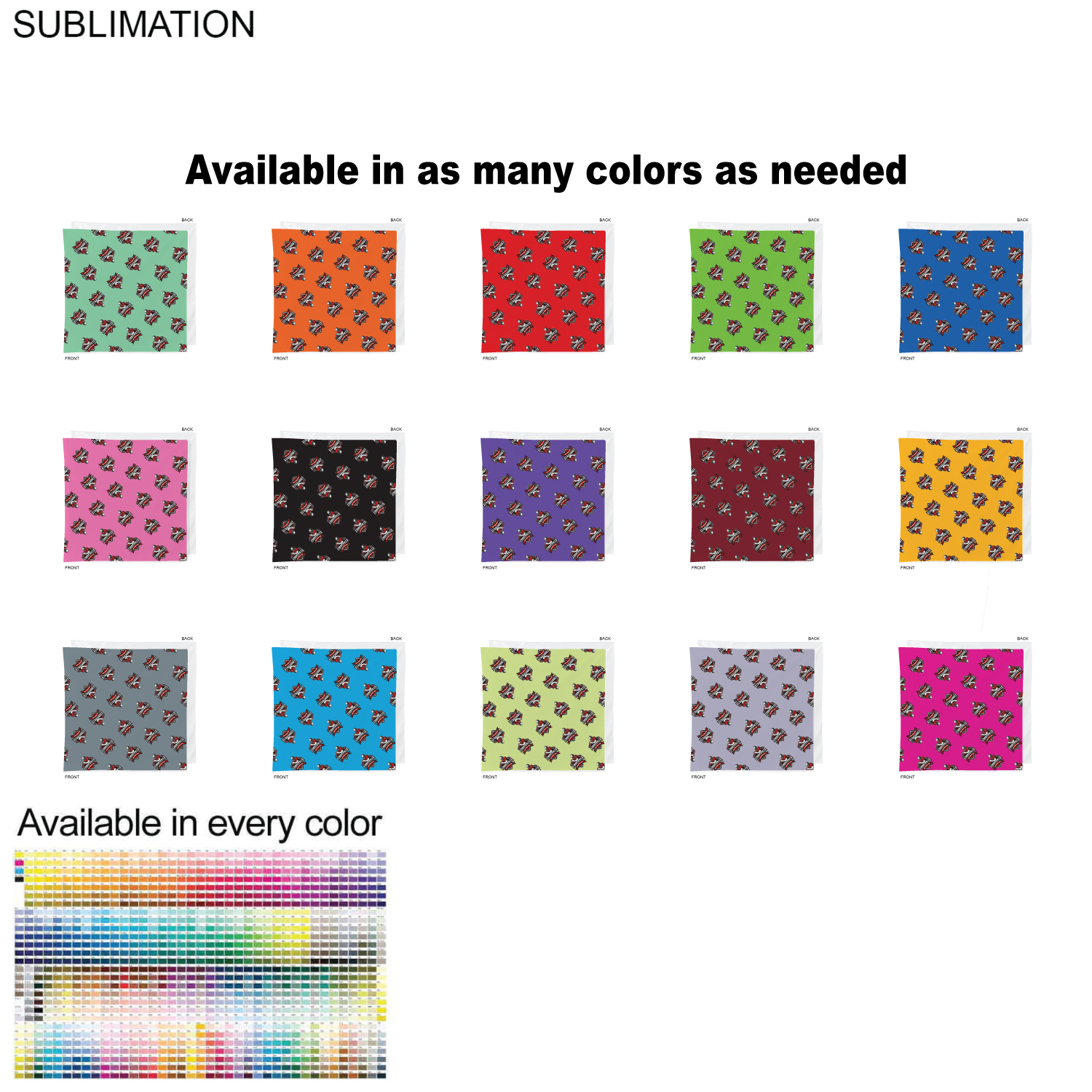 48 Hr Quick Ship - Team Building Colored Sublimated Bandanna, 22"x22", Sublimated 7
