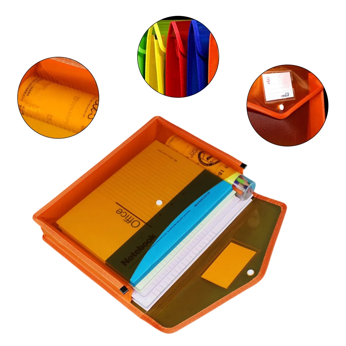 A4 Plastic Button File Folder With Mesh And Label Pocket 2