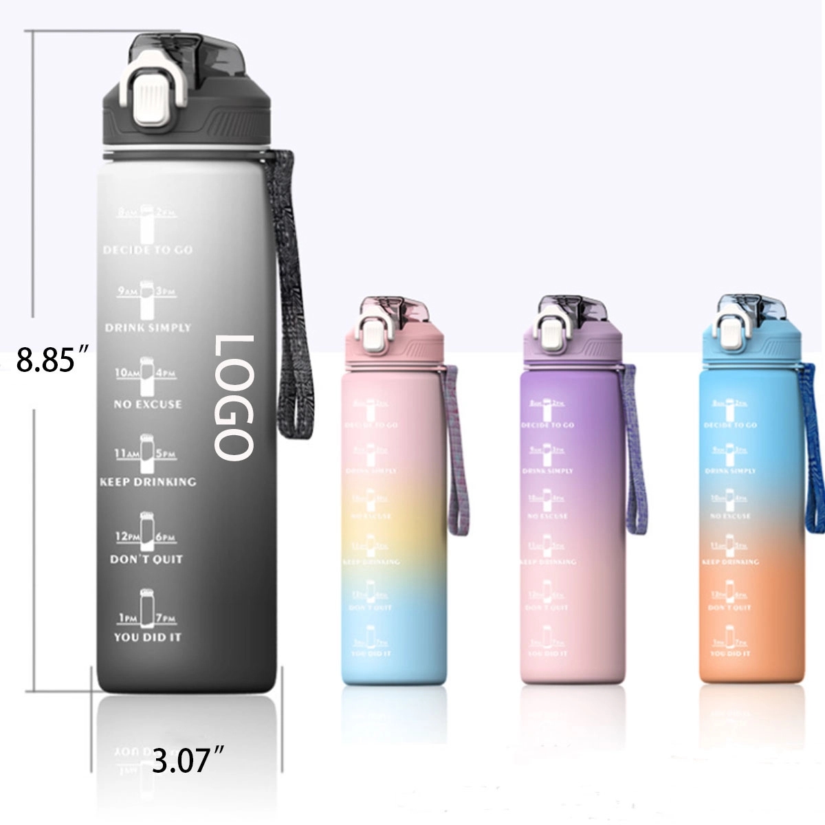 32Oz Fitness Water Bottle With Time Marker And Straw 3
