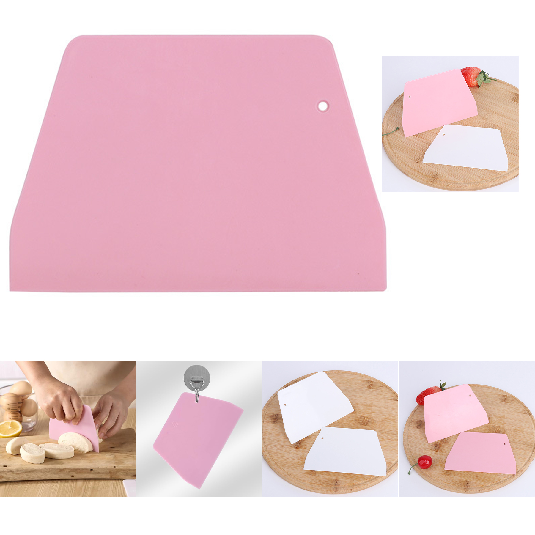 Plastic White Trapezoidal Dough Cream Butter Scrapers 2