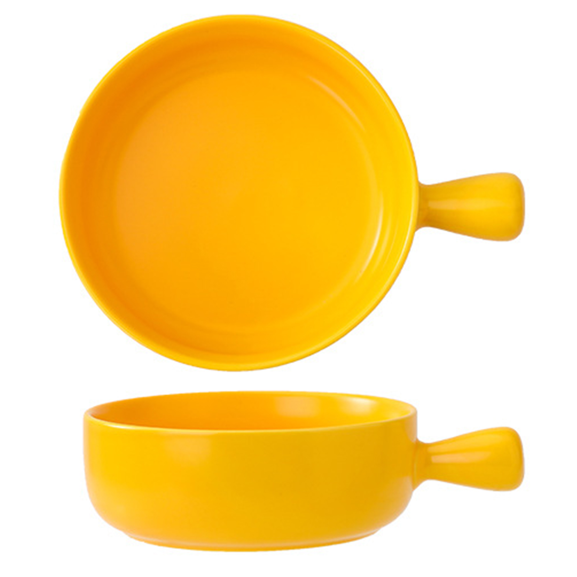 20 oz Round Ceramic Salad Bowl with Handle 2
