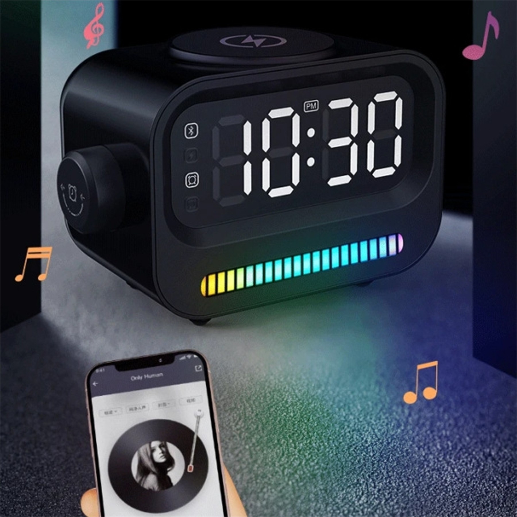 15W Wireless Charger with Alarm Clock and Speaker 4