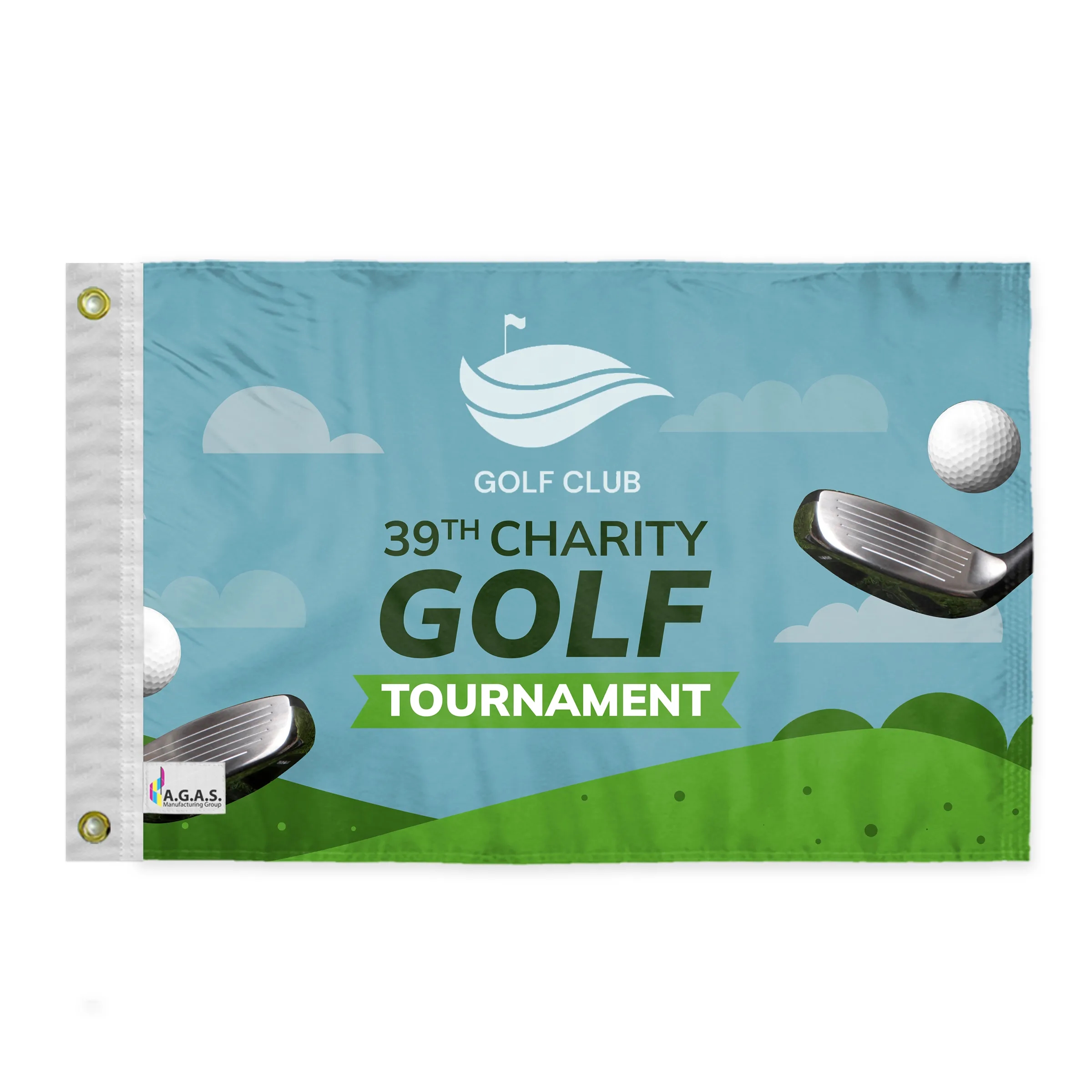 14"x20" Golf Flag with 6' White Fiberglass Pole 2