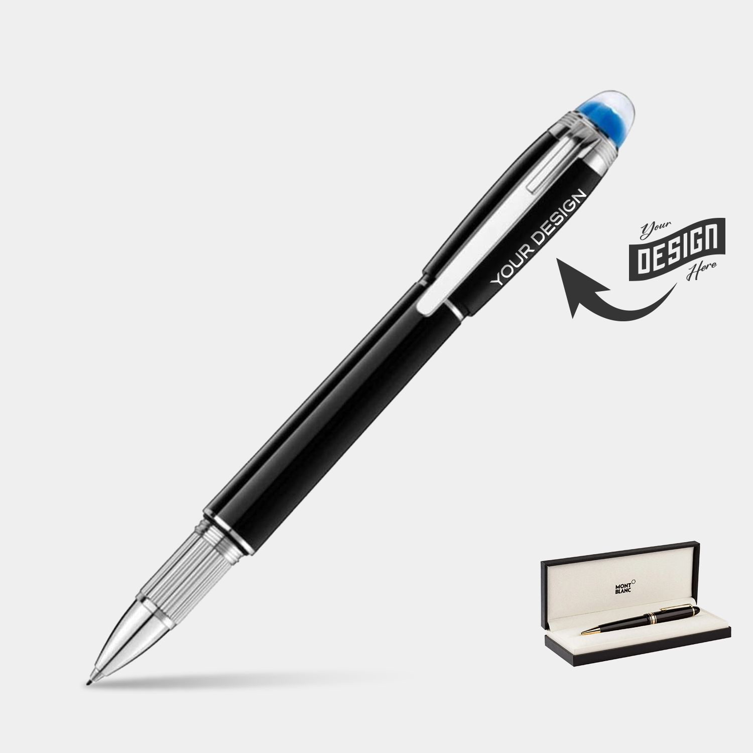 MONTBLANC® Starwalker Luxury Fineliner Blue Translucent Dome Pen w/ Gift Box 2