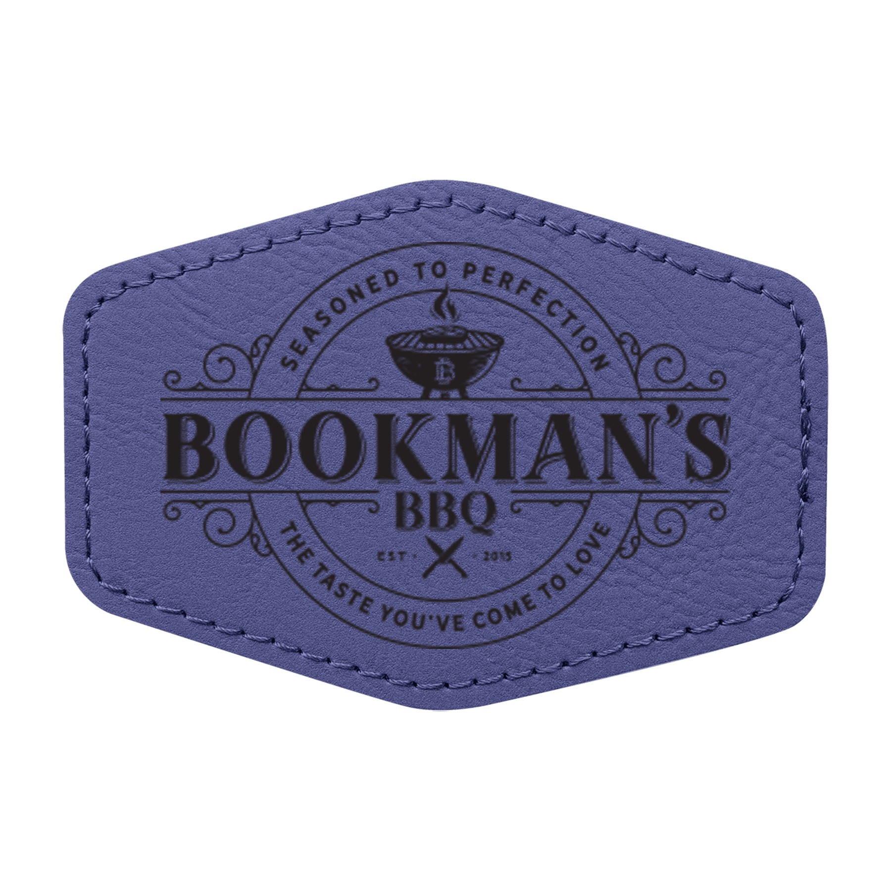 3" x 2" Purple Leatherette Hexagon Patch with Adhesive