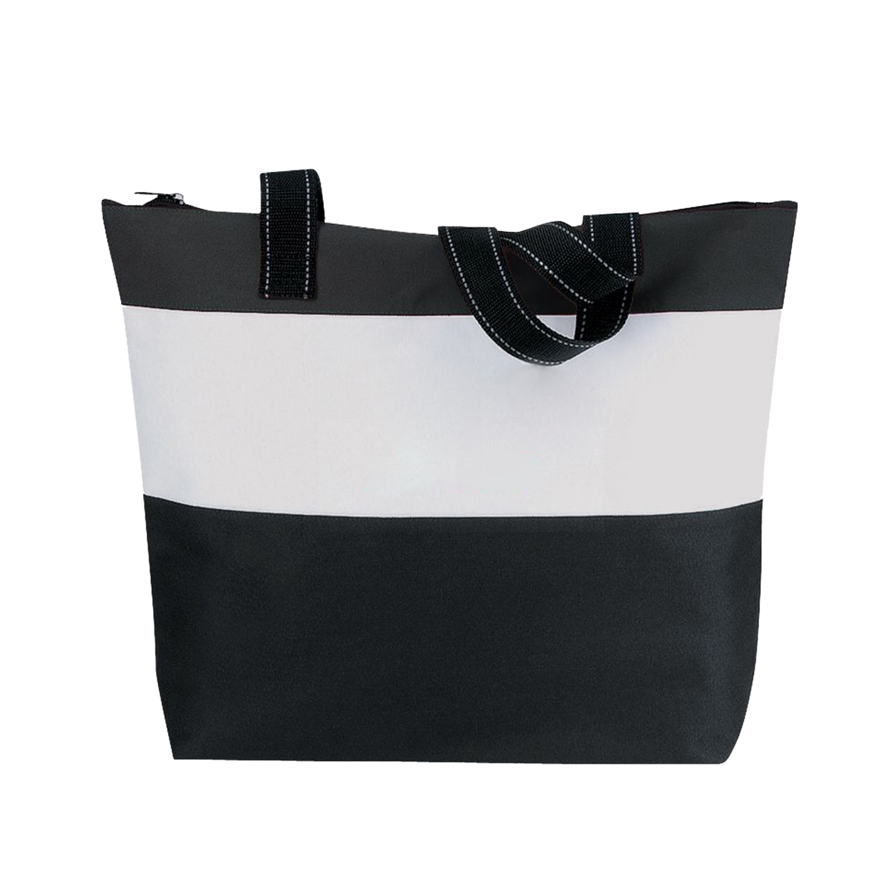 600D Carrying Handles Zippered Stripes Tote Bag 5