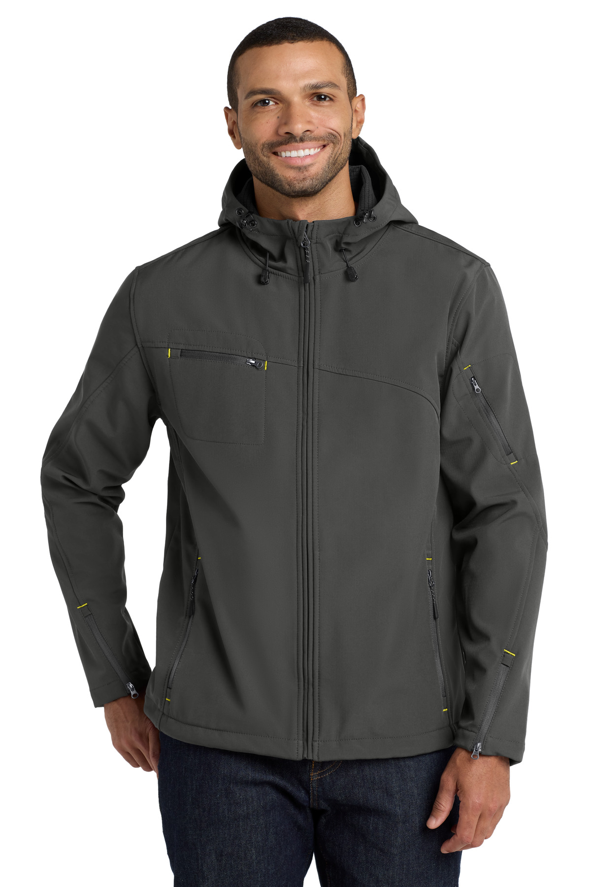 Port Authority Textured Hooded Soft Shell Jacket. J706 32