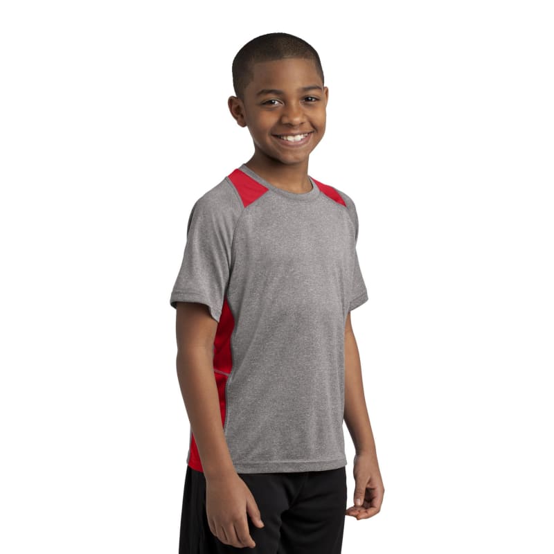 Sport-Tek Youth Heather Colorblock Contender Tee. 30