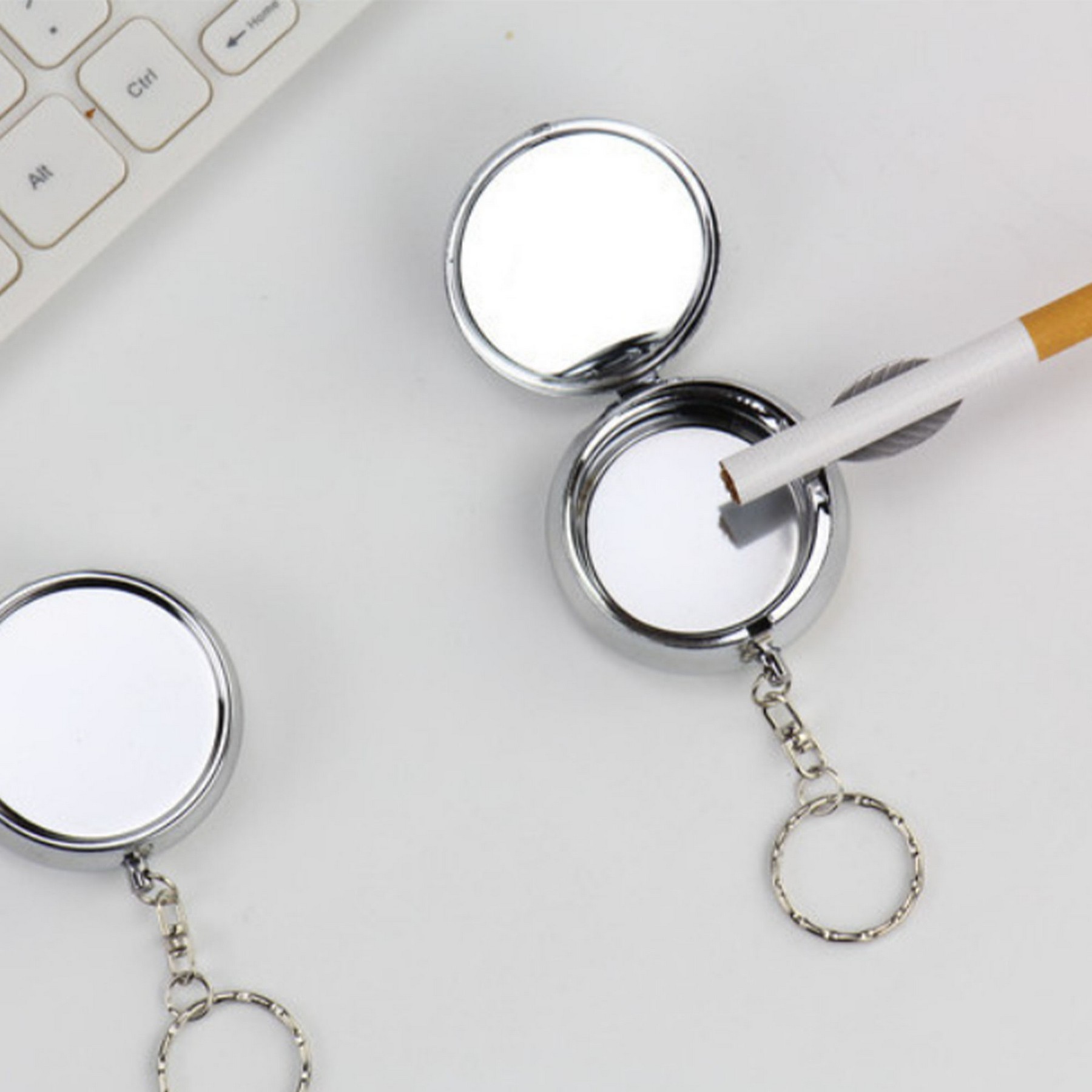 Cylindrical Keychain /Ashtray With Key Ring 2