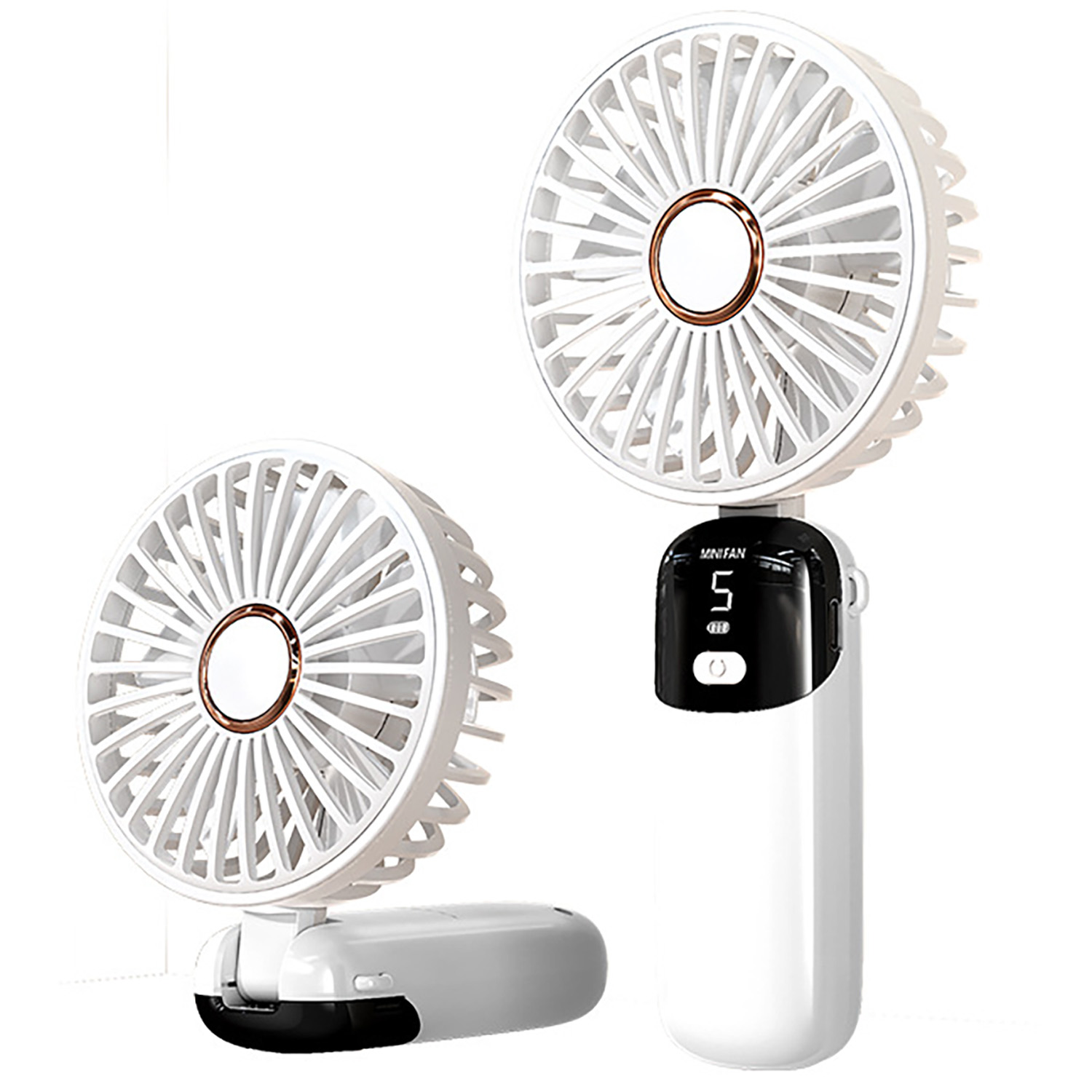 Handheld Foldable 1200 mAh Fan with LED Display & Base 3