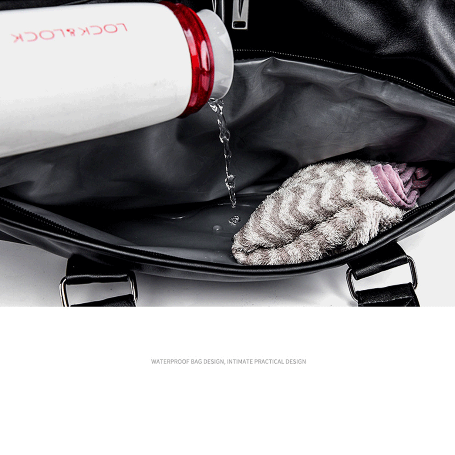 black spacious water-proof traveler PU leather Duffel Bag 12