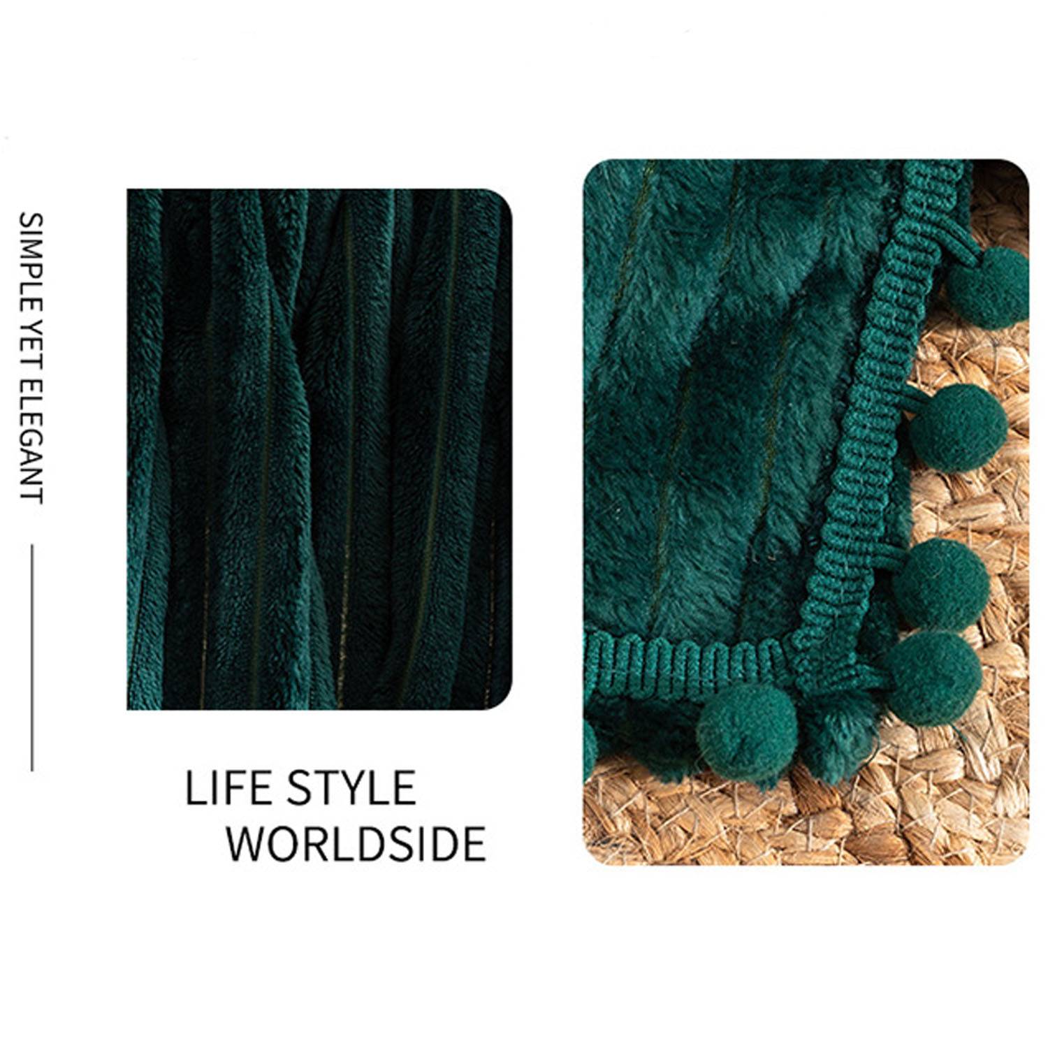 Tassel ball magic velvet striped blanket 2