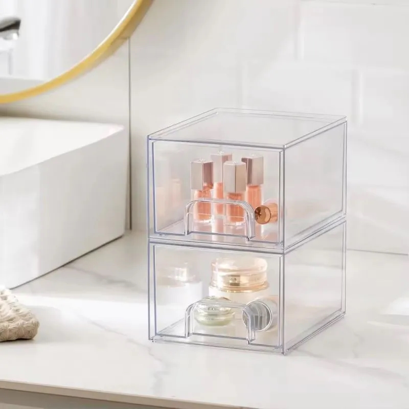 Stackable Cosmetic Clear Storage Drawers 1