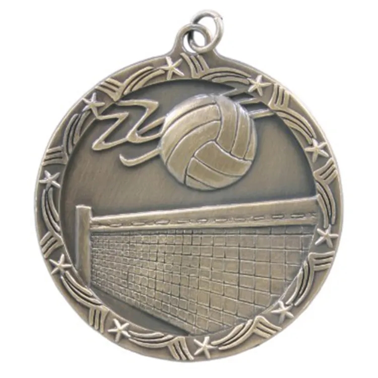 2 1/2" Antique Finish Shooting Star Medal-Volleyball 1