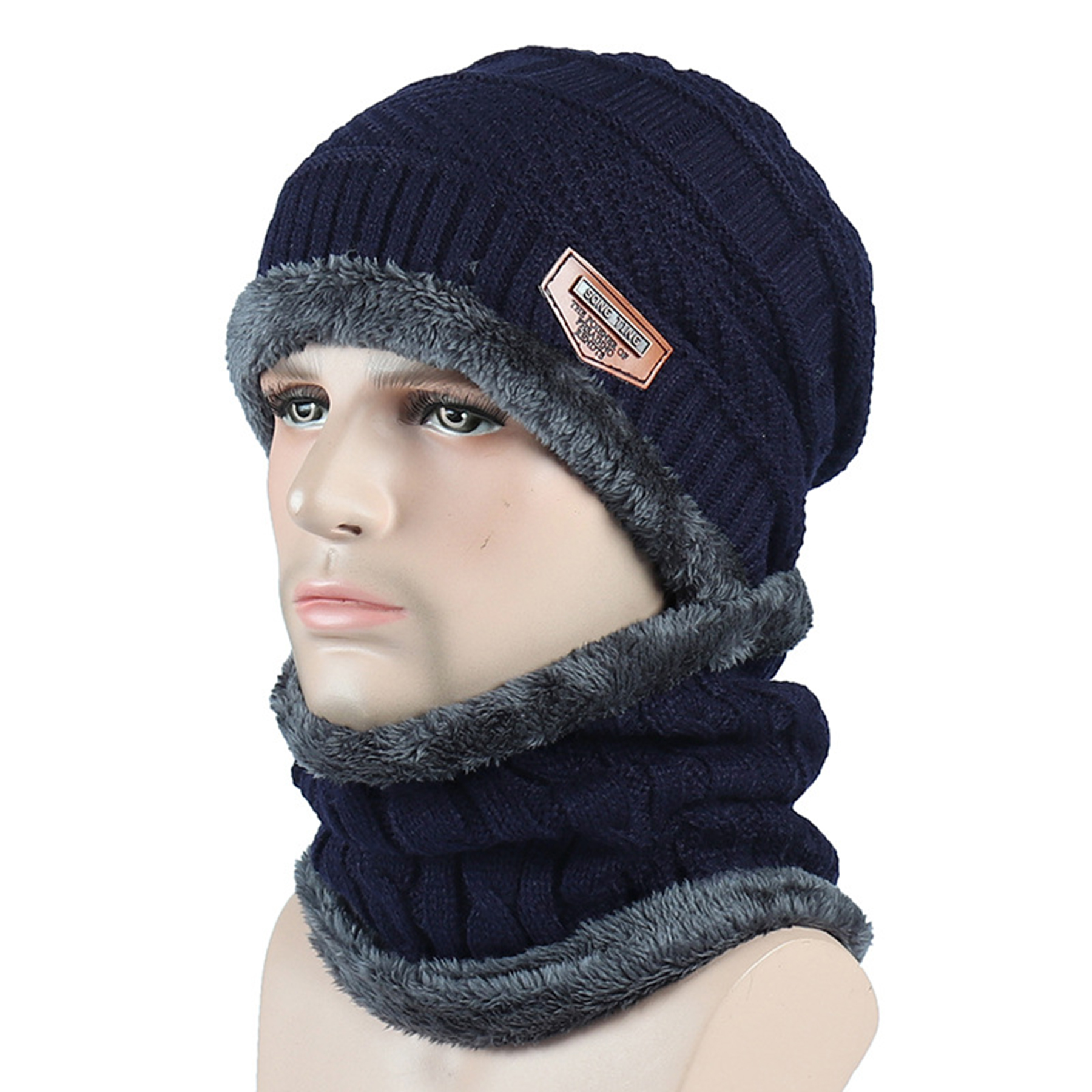 Artificial Wool Winter Beanie Hat Scarf Set 3