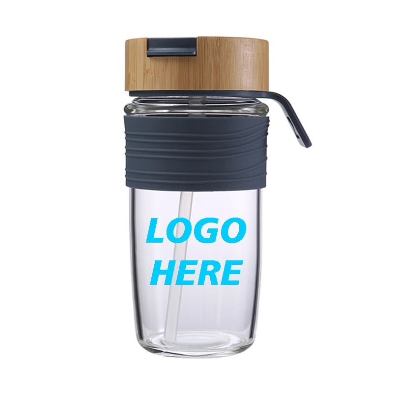 Custom 20 oz Glass Tumbler With Bamboo Lid And Straw 3