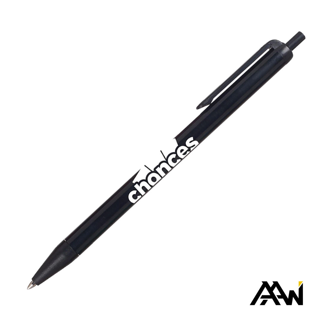 Value Slim Pen w/Glossy Colored Barrel - Matte Black Accent 1