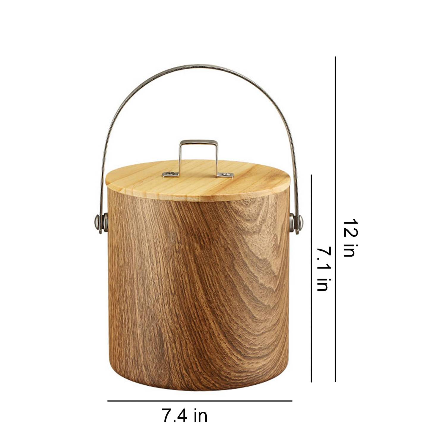 3L Stainless Steel Peach Wood Grain Double-Wall Ice Bucket 5