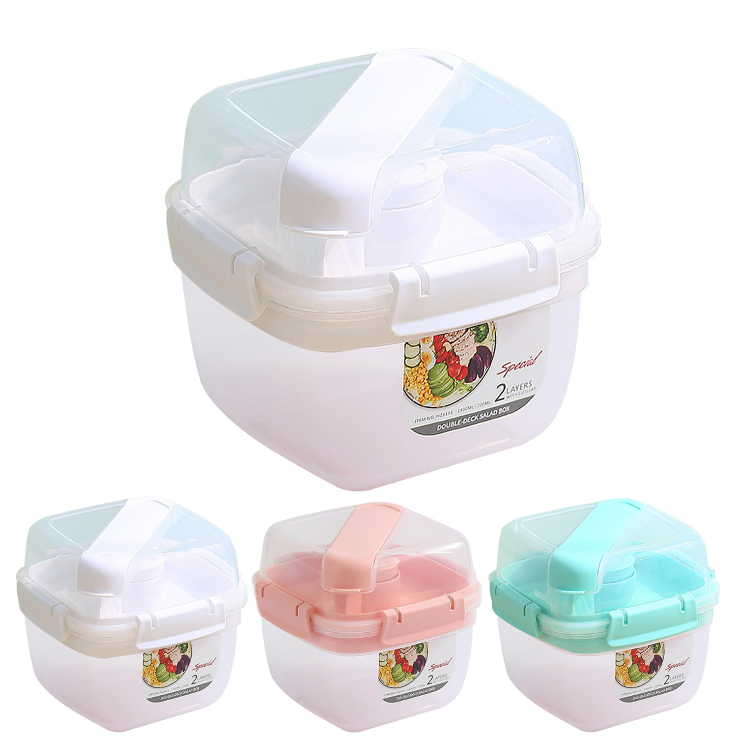Double-Layer Sealed Bento Box w/ Utensils 6