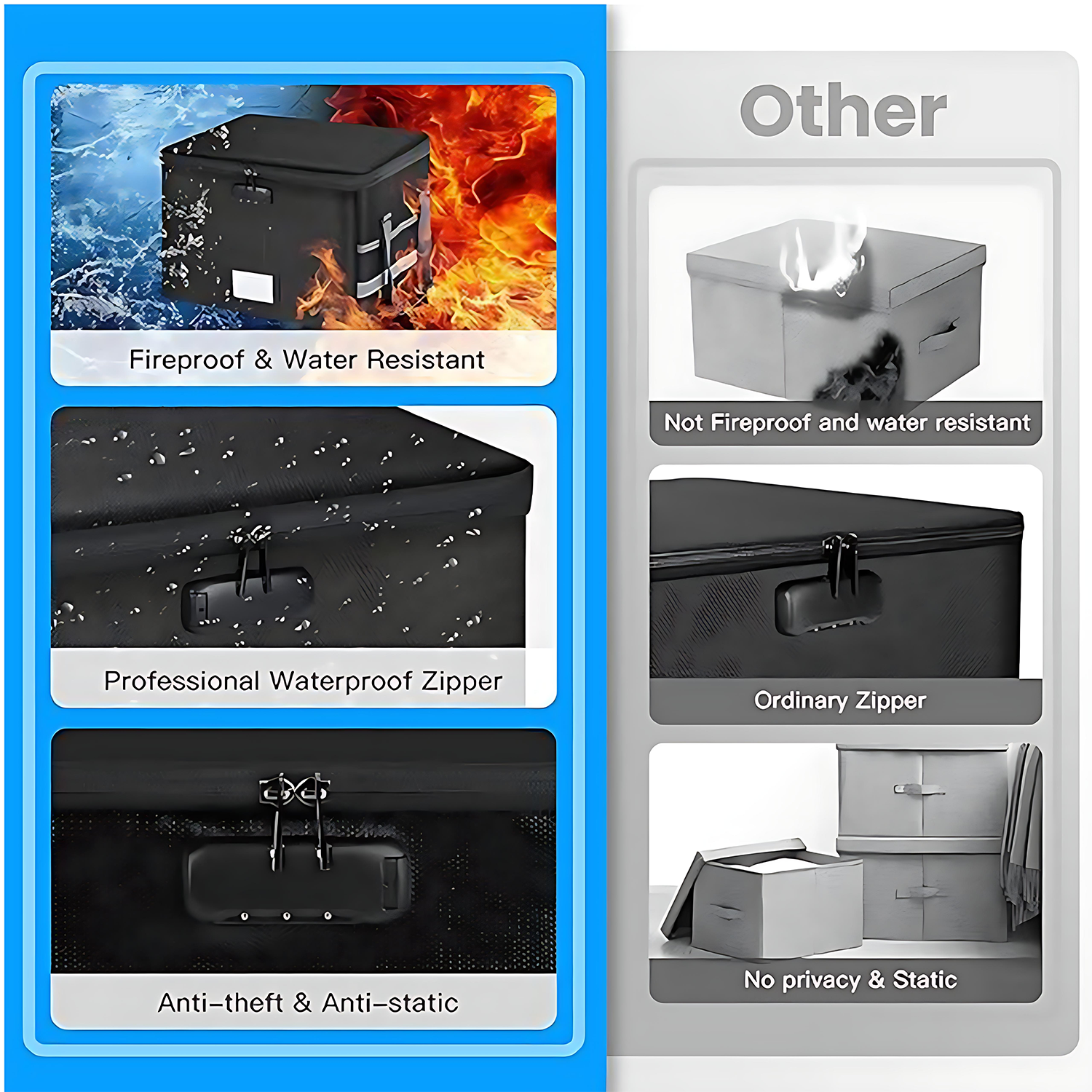 Waterproof Fireproof Lockable Foldable Storage Box 5