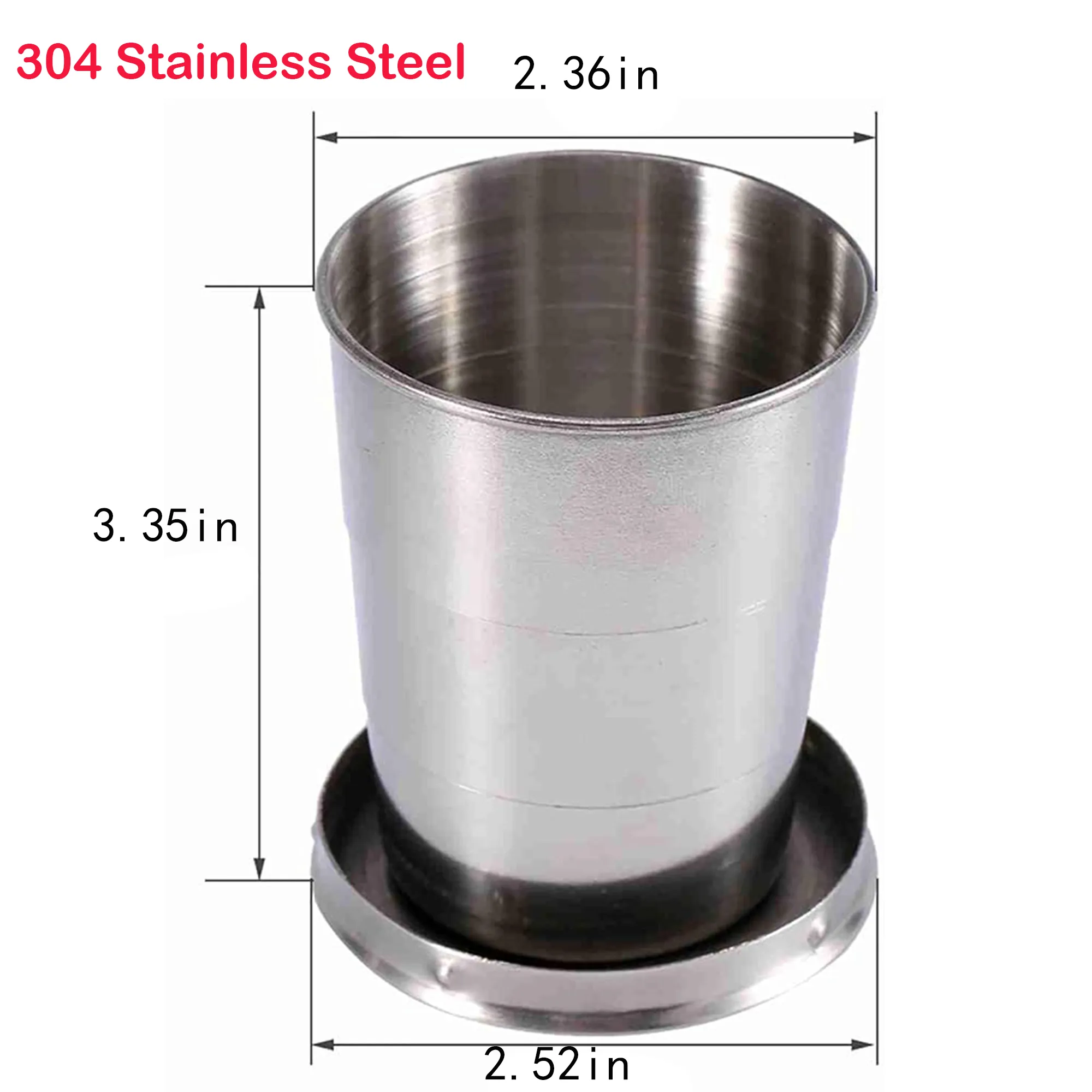 Stainless Steel Cup Camping Keychain Retractable Folding 2