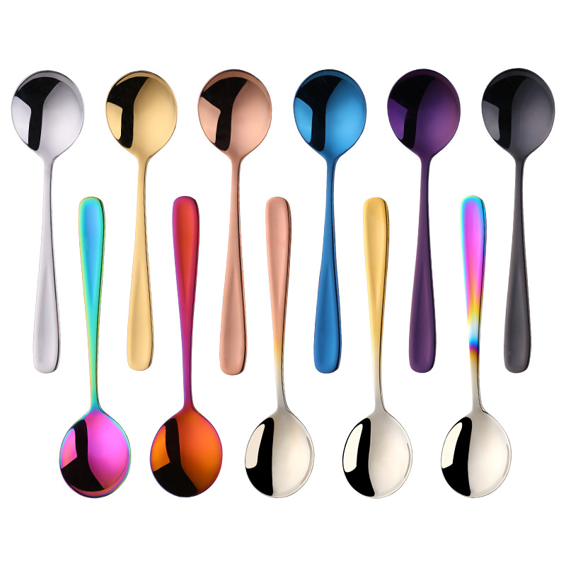Stainless Steel Silverware Dinner Bouillon Round Spoon 3