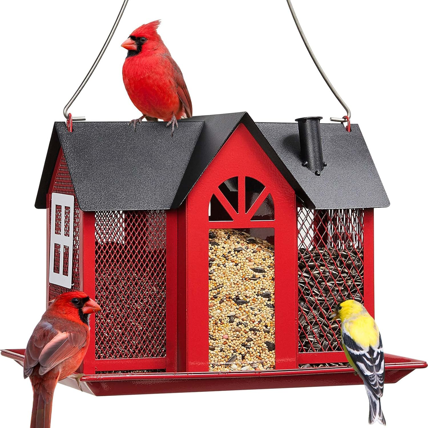Large Capacity Weatherproof Metal Mesh Bird Feeder House 5
