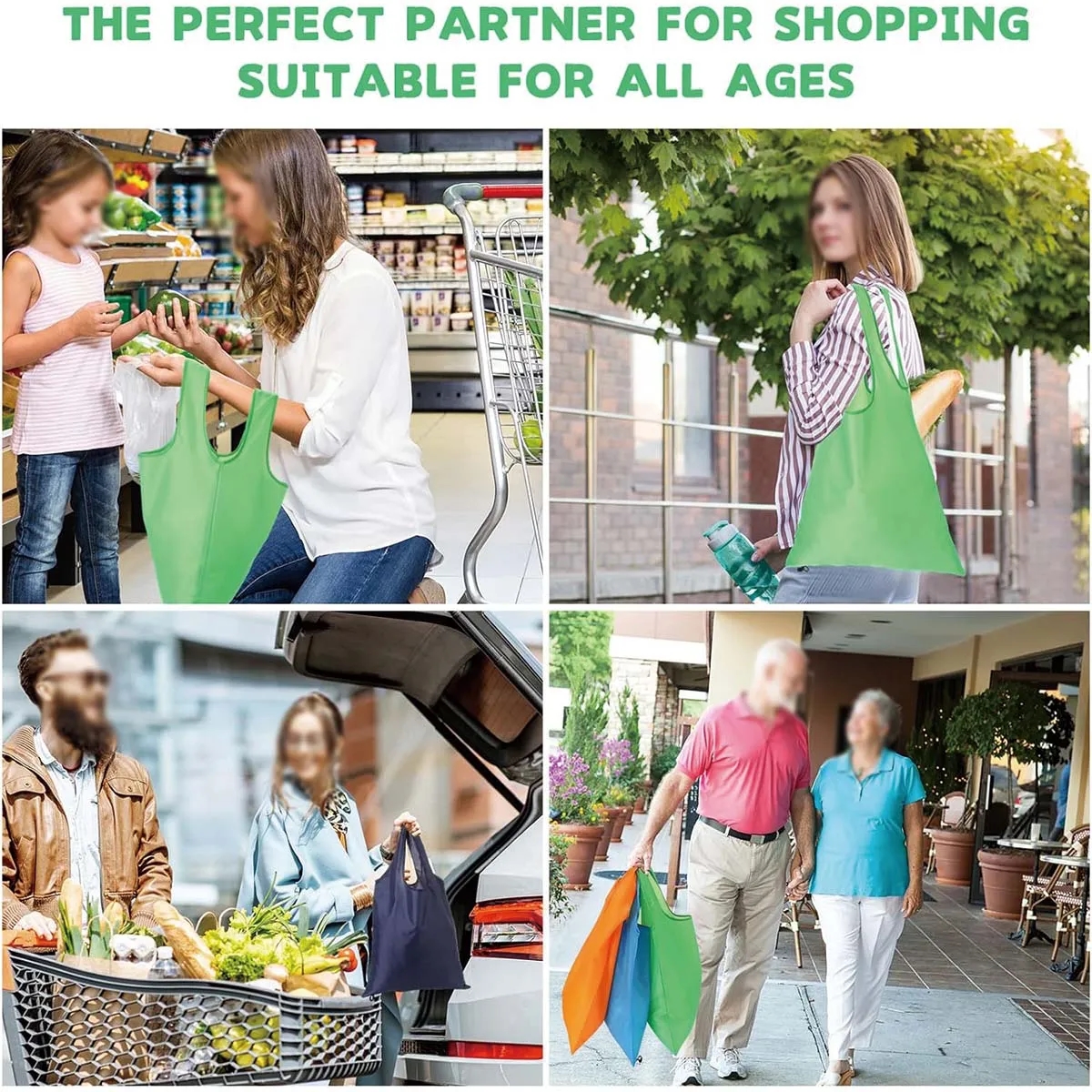 Stock Durable Colorful Folding Reusable Grocery Bags, custom tote bag with logo imprint 5