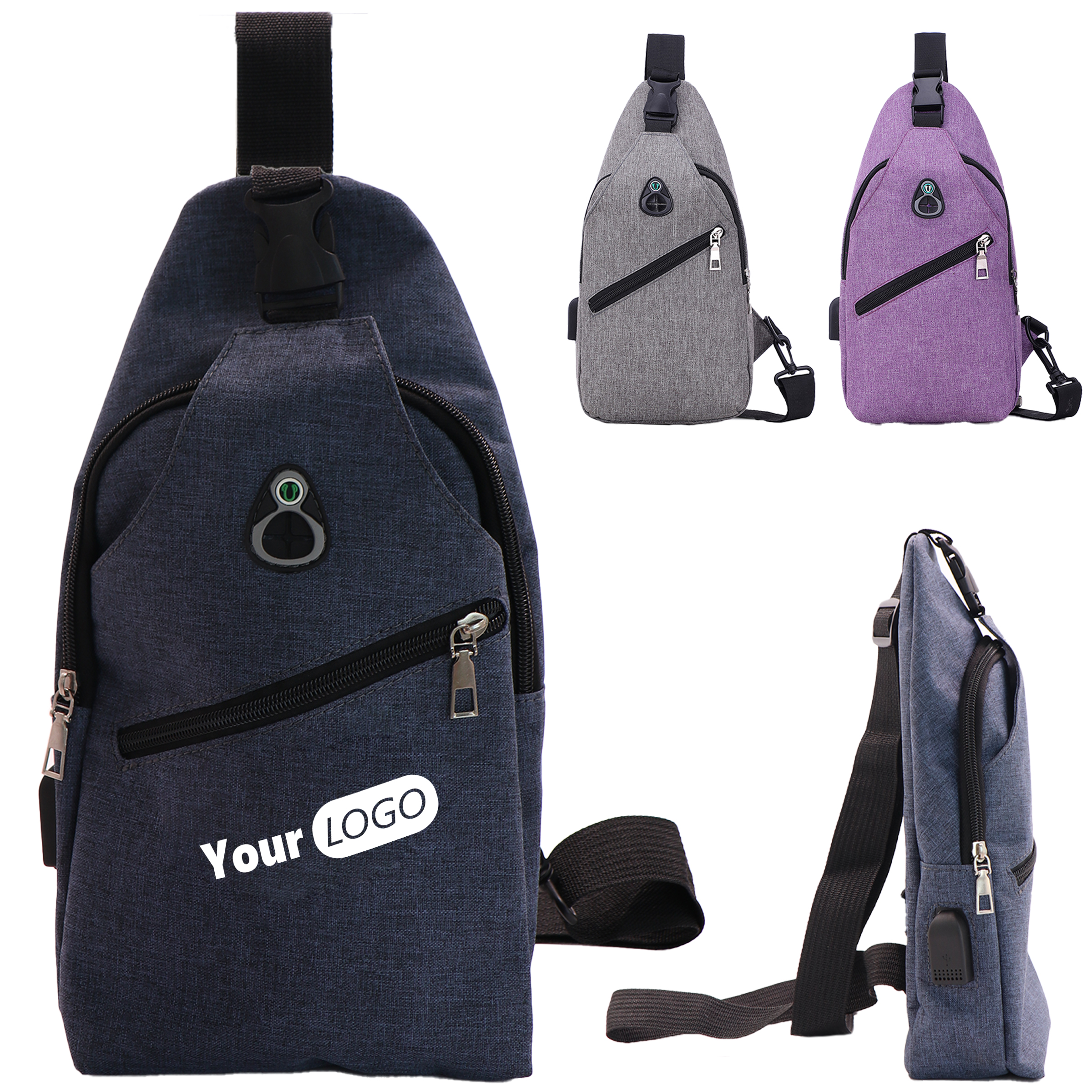 Canvas Outdoor Chest Bag With Charging Interface 5
