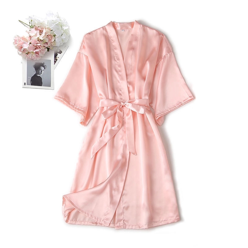 ladies nightgown imitation silk summer bathrobe 2