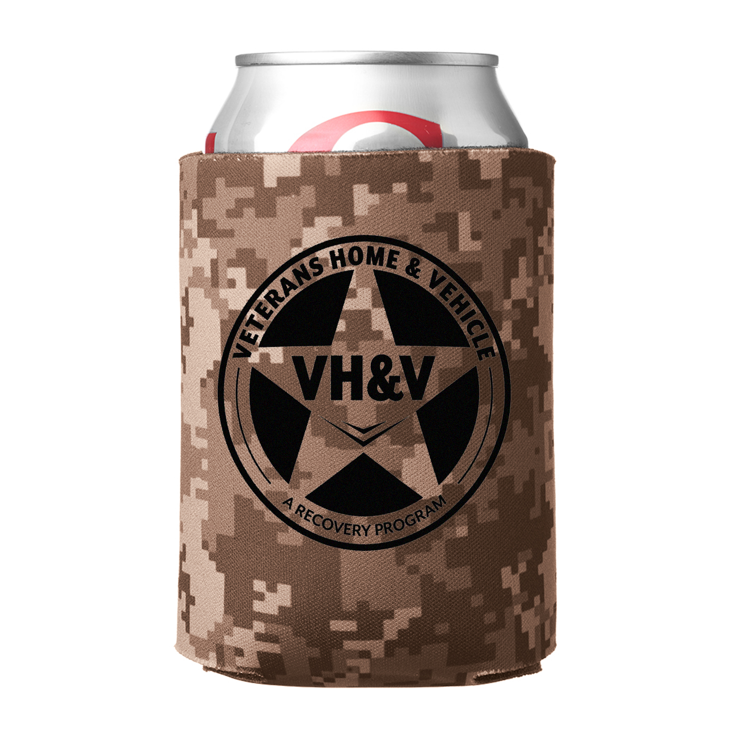 Digital Camo Can Cooler (1 Color Imprint), custom koozie with logo imprint 2