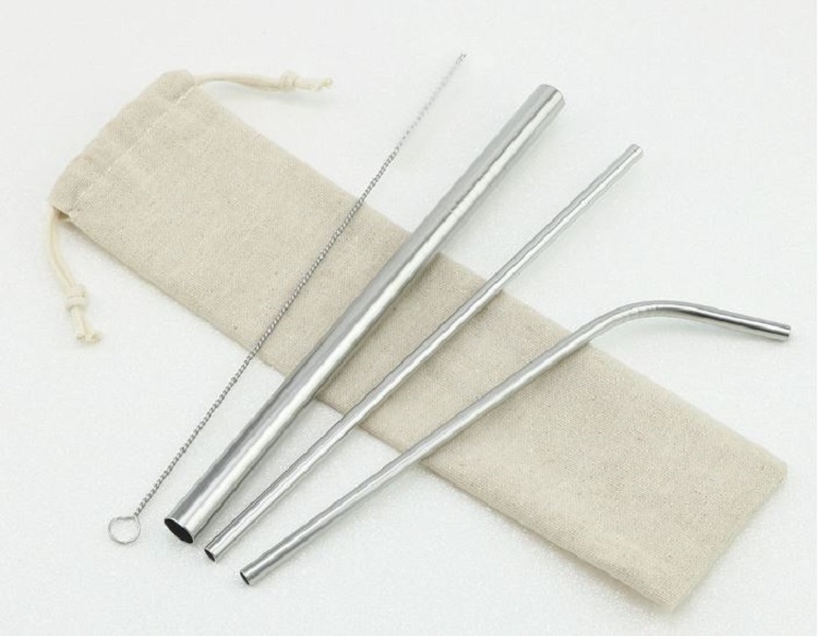 3 Stainless Steel Straw With 1 Cleaning Brush