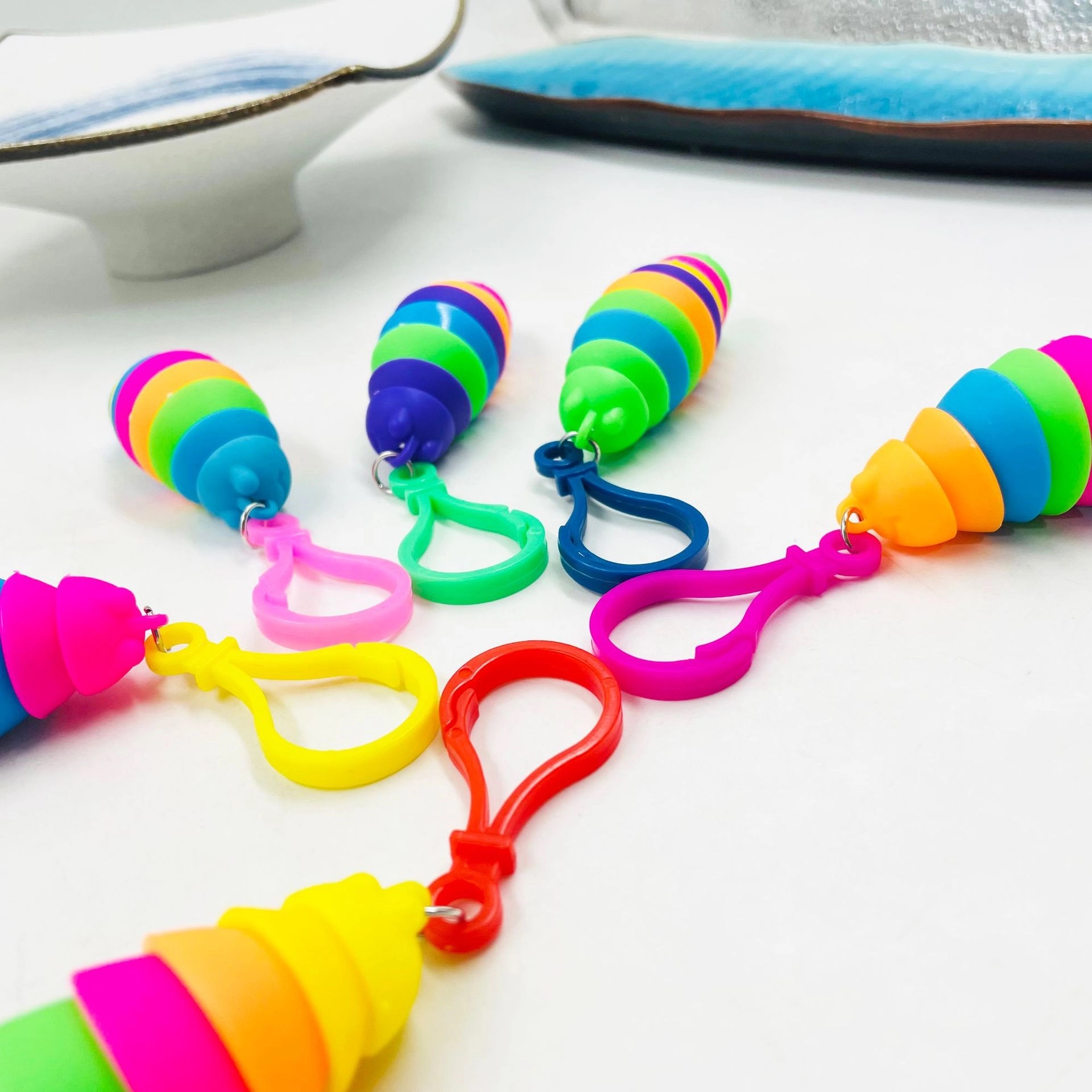 Articulated Stretch Caterpillar Toy Key Chain 7