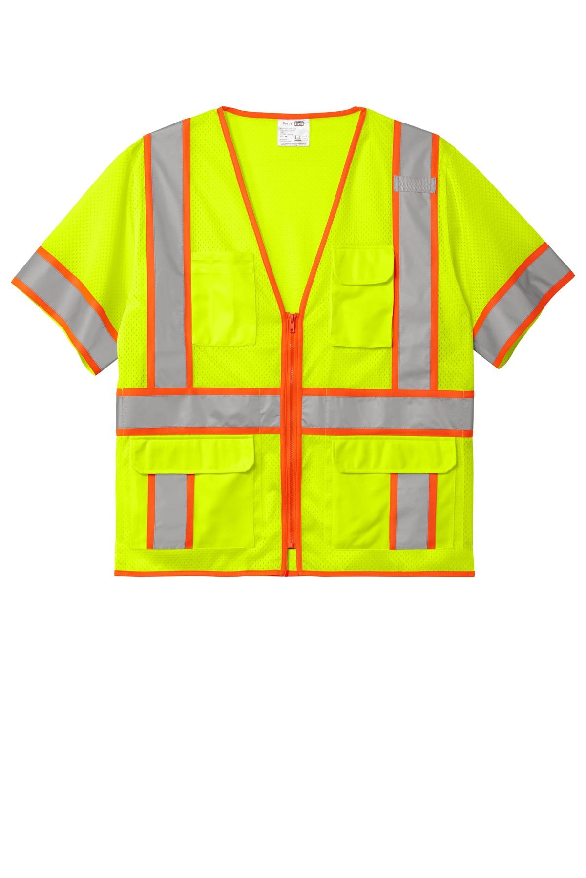 CornerStone ANSI 107 Class 3 Surveyor Mesh Zippered Two-Tone Short Sleeve Vest. CSV106 2