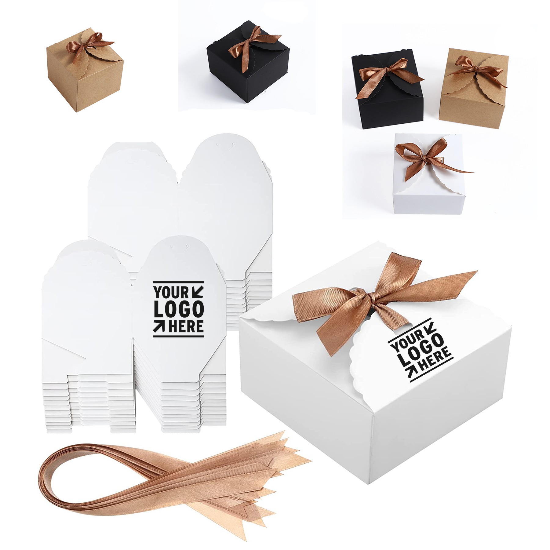 3.5 x 3.5 x 2.4 Inch Wedding Small Gift Boxes with Bow Bulk 4