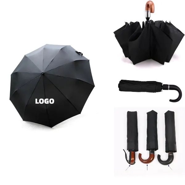 Automatic folding umbrella with hook handle 1